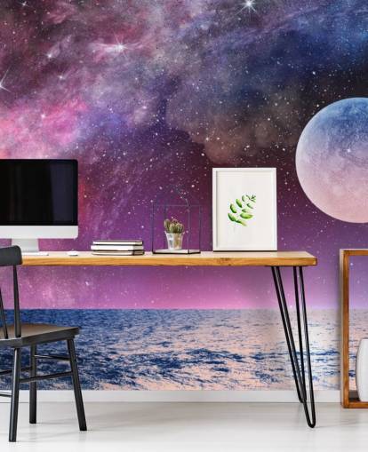 Purple Skies, Moon and Stars Wallpaper