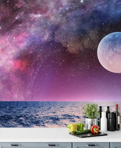 Purple Skies, Moon and Stars Wallpaper Purple Skies, Moon and Stars Wallpaper