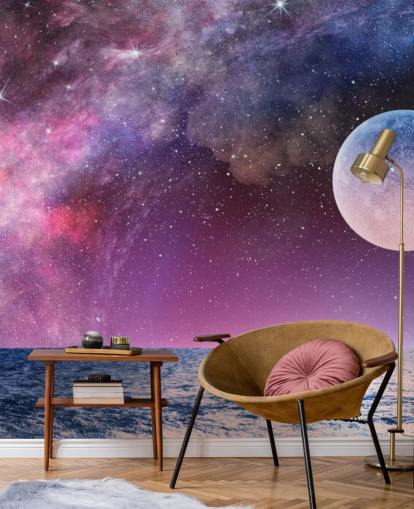 Fondo de Pantalla de Cielos, Luna y Estrellas Morados