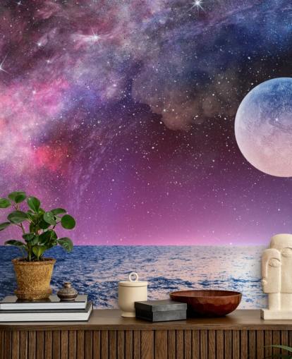 Fondo de Pantalla de Cielos, Luna y Estrellas Morados