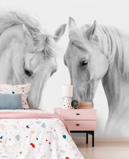 zwart-wit portret van twee paarden behang zwart-wit portret van twee paarden behang