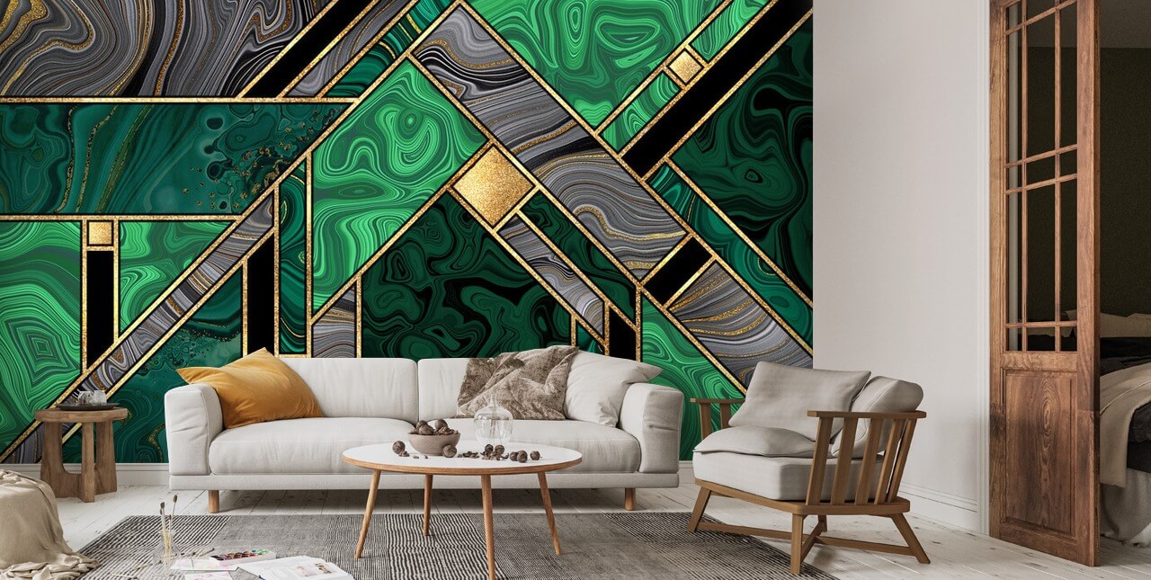 Emerald and Gold Wallpaper | Wallsauce US