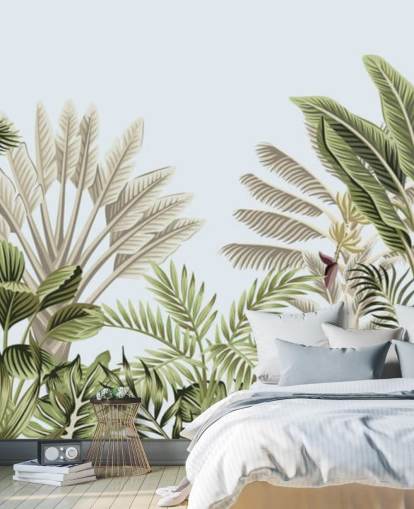 tropisk regnskog illustrert trær tapet