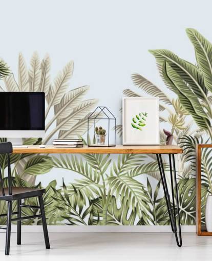 floresta tropical ilustrada árvores papel de parede