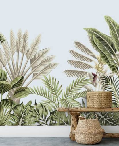 floresta tropical ilustrada árvores papel de parede