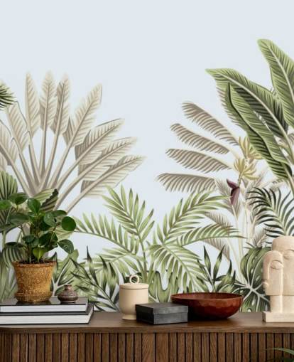 fondo de pantalla de árboles ilustrados selva tropical