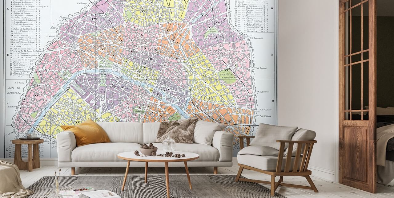 Antique Map of Paris Wall Mural | Wallsauce US