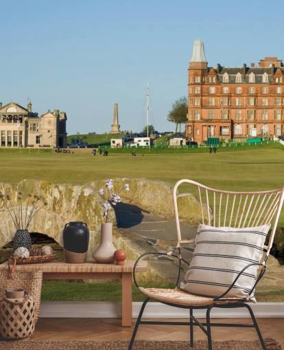mural de papel pintado de golf personalizado llamado Swilcan Bridge, St Andrews Old Course