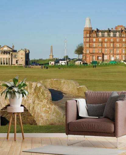mural de papel pintado de golf personalizado llamado Swilcan Bridge, St Andrews Old Course
