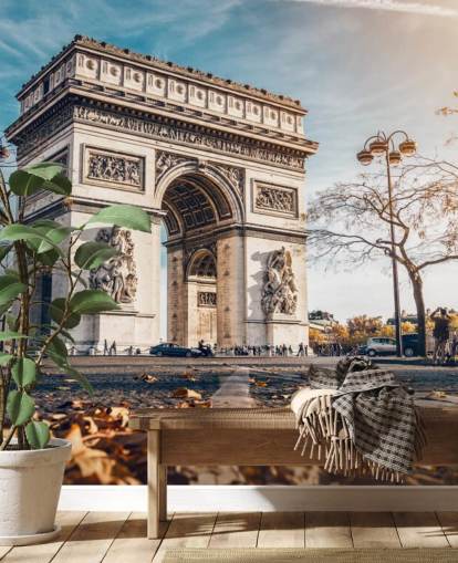 Arc de Triomphe on a Sunny Day Wallpaper Arc de Triomphe on a Sunny Day Wallpaper