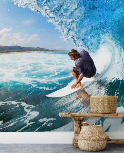 Surfer på en Wave Wallpaper Mural