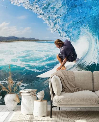 Surfer on a Wave Wallpaper Mural