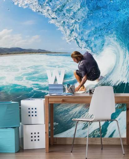 Surfer on a Wave Wallpaper Mural