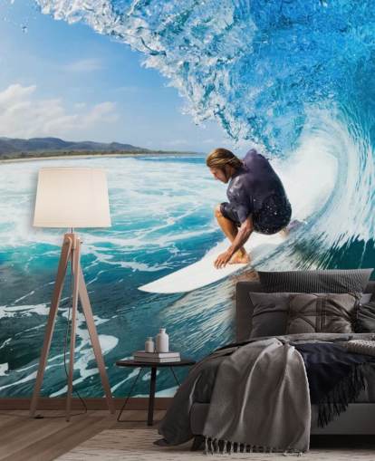 Surfer on a Wave Wallpaper Mural
