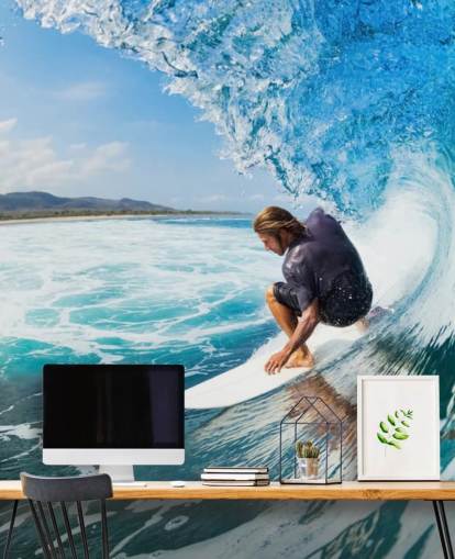 Carta da parati murale con surfista su un'onda