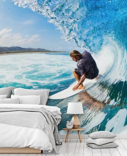 Surfer on a Wave Wallpaper Mural
