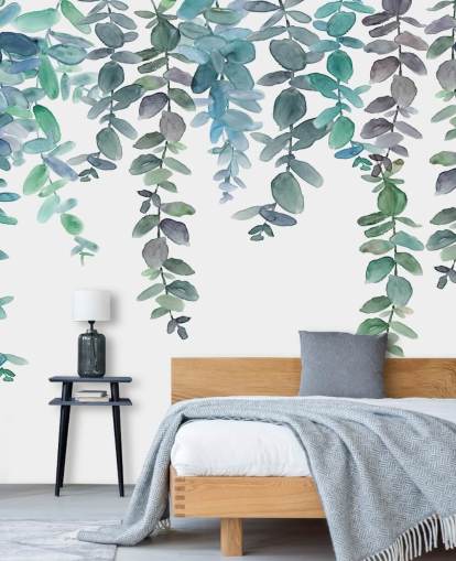 Blå & Grøn Hængende Eucalyptus Baggrund Blå & Grøn Hængende Eucalyptus Baggrund