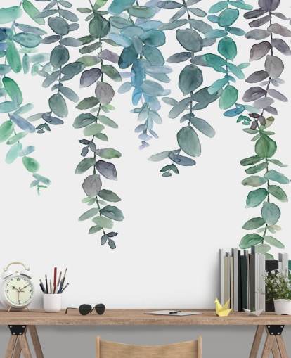 Blå & Grøn Hængende Eucalyptus Baggrund Blå & Grøn Hængende Eucalyptus Baggrund