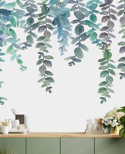 Blå & Grønn Hengende Eucalyptus Bakgrunn