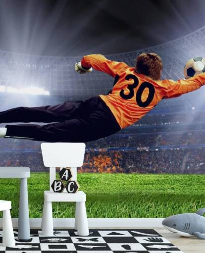 Carta da parati murale con portiere che salva