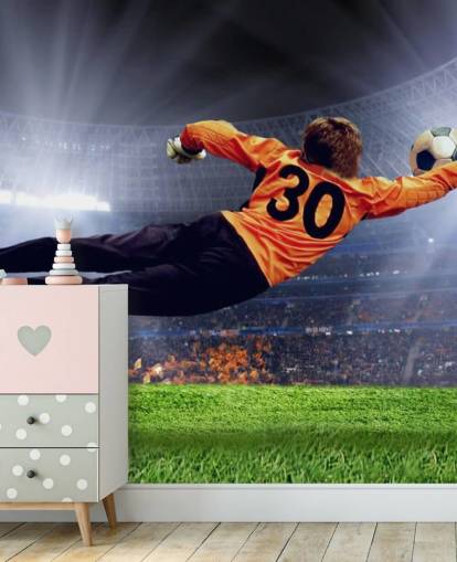 Carta da parati murale con portiere che salva