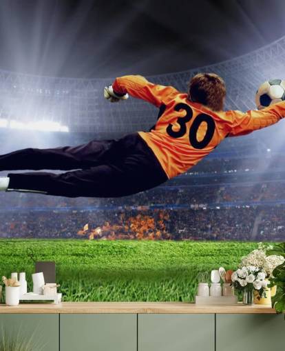 Goleiro Fazendo um Mural de Papel de Parede