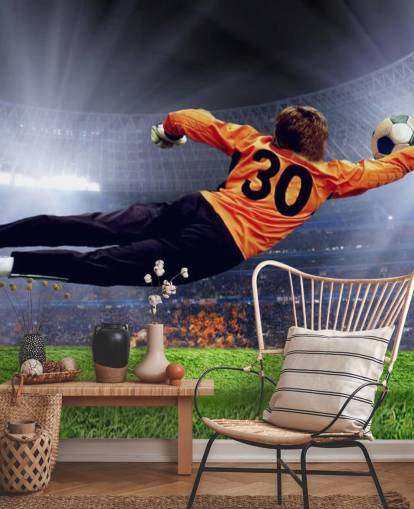 Goleiro Fazendo um Mural de Papel de Parede