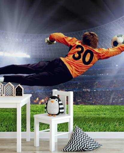 Carta da parati murale con portiere che salva