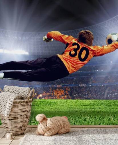 Carta da parati murale con portiere che salva