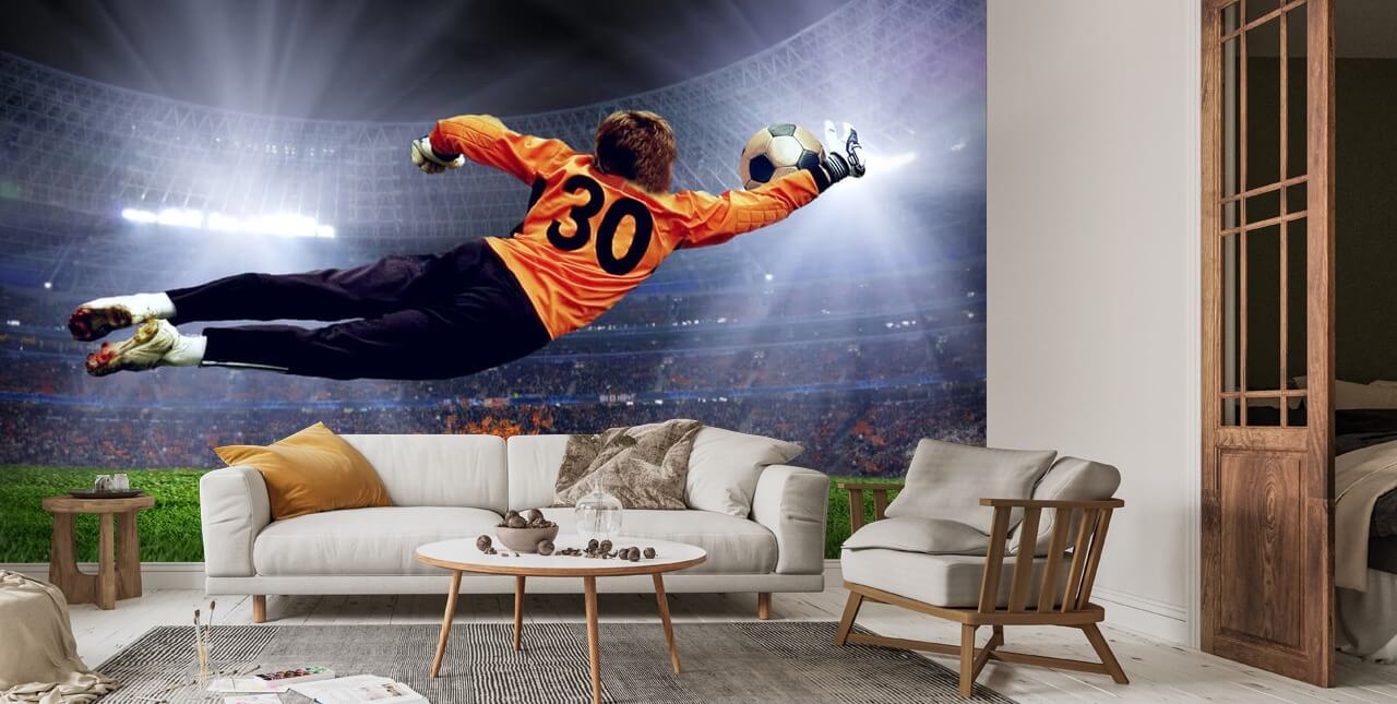Goalkeeper Making a Serve Wall Mural | Wallsauce US