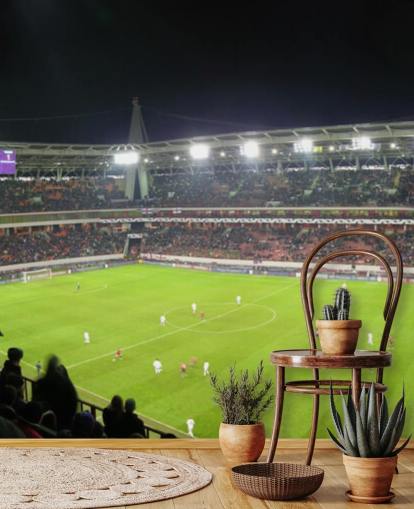 Panorama av fotballstadion Fotball Bakgrunn Panorama av fotballstadion Fotball Bakgrunn