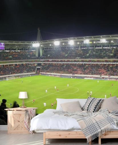 Panorama av fotballstadion Fotball Bakgrunn Panorama av fotballstadion Fotball Bakgrunn