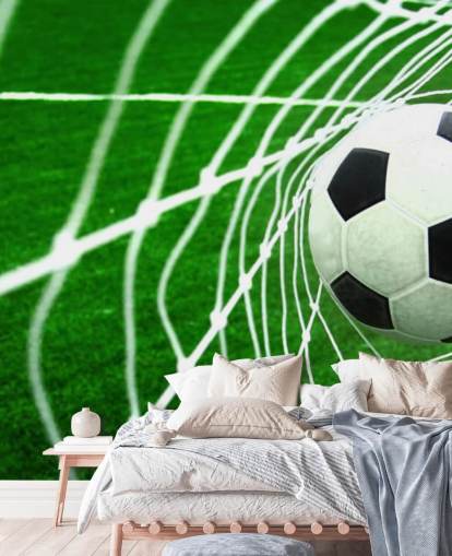 Fotboll i nätet Bakgrund väggmålning Fotboll i nätet Bakgrund väggmålning