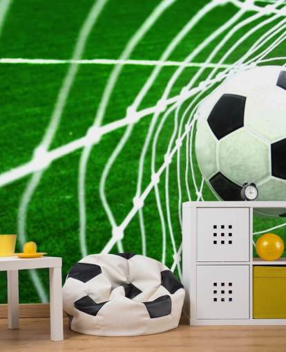 Football in the Net Wallpaper Mural
