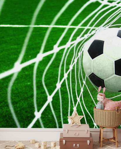 Voetbal in het net behang muurschildering Voetbal in het net behang muurschildering