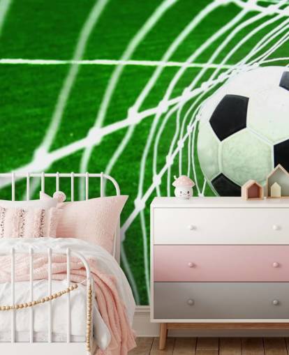 Football in the Net Wallpaper Mural
