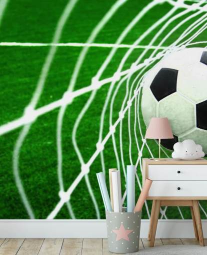 Football in the Net Wallpaper Mural