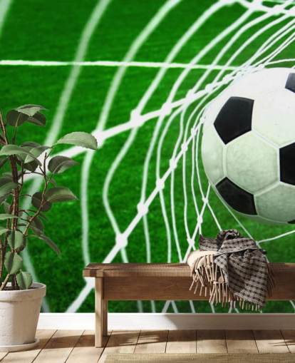 Fotboll i nätet Bakgrund väggmålning Fotboll i nätet Bakgrund väggmålning