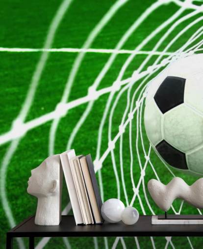 Football in the Net Wallpaper Mural