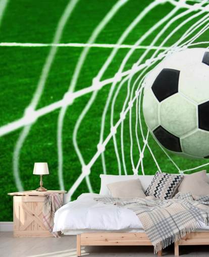 Football in the Net Wallpaper Mural
