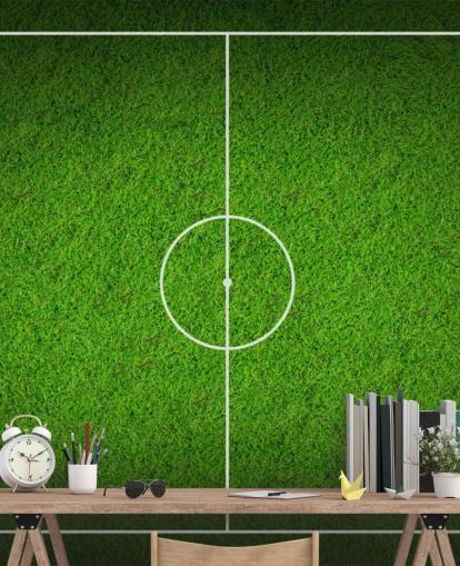 Strukturiertes Fußballfeld-Hintergrundbild mit Himmelsansicht