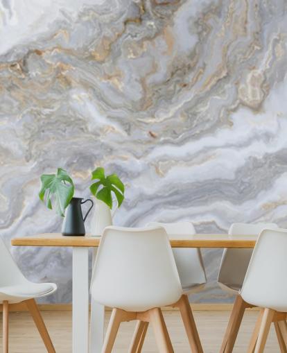 grå og hvit marmor tapet veggmaleri kalt Grey and White Swirl Marble for bad, ganger og kjøkken