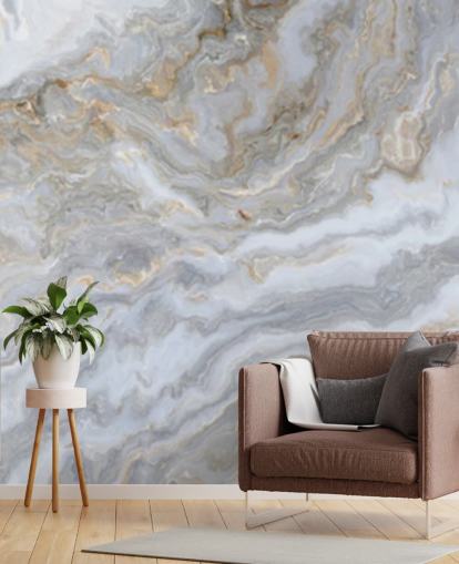Tapeten-Wandbild aus grauem und weißem Marmor namens Grey and White Swirl Marble für Badezimmer, Flure und Küchen Tapeten-Wandbild aus grauem und weißem Marmor namens Grey and White Swirl Marble für Badezimmer, Flure und Küchen