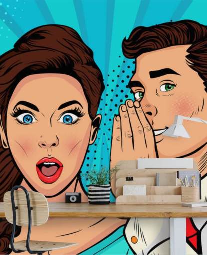 fondo de pantalla retro de un hombre susurrando al oído de una mujer sorprendida fondo de pantalla retro de un hombre susurrando al oído de una mujer sorprendida