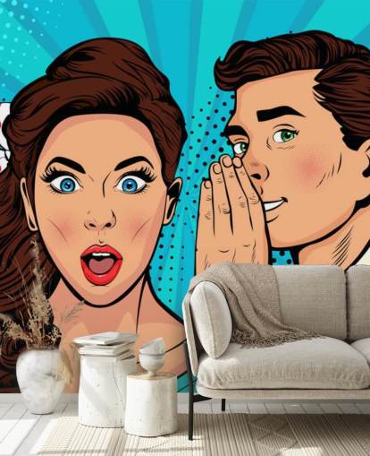 fondo de pantalla retro de un hombre susurrando al oído de una mujer sorprendida fondo de pantalla retro de un hombre susurrando al oído de una mujer sorprendida