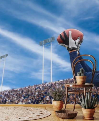 NFL Player Catching Ball with Crowd Backdrop Wallpaper