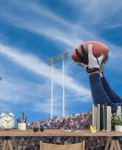 NFL Player Catching Ball with Crowd Backdrop Wallpaper