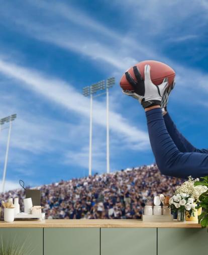 NFL-spelare fånga bollen med publiken bakgrund Bakgrund