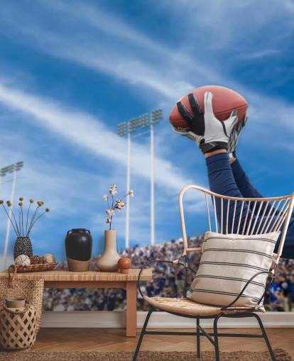 NFL Player Catching Ball with Crowd Backdrop Wallpaper