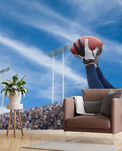 NFL Player Catching Ball with Crowd Backdrop Wallpaper NFL Player Catching Ball with Crowd Backdrop Wallpaper